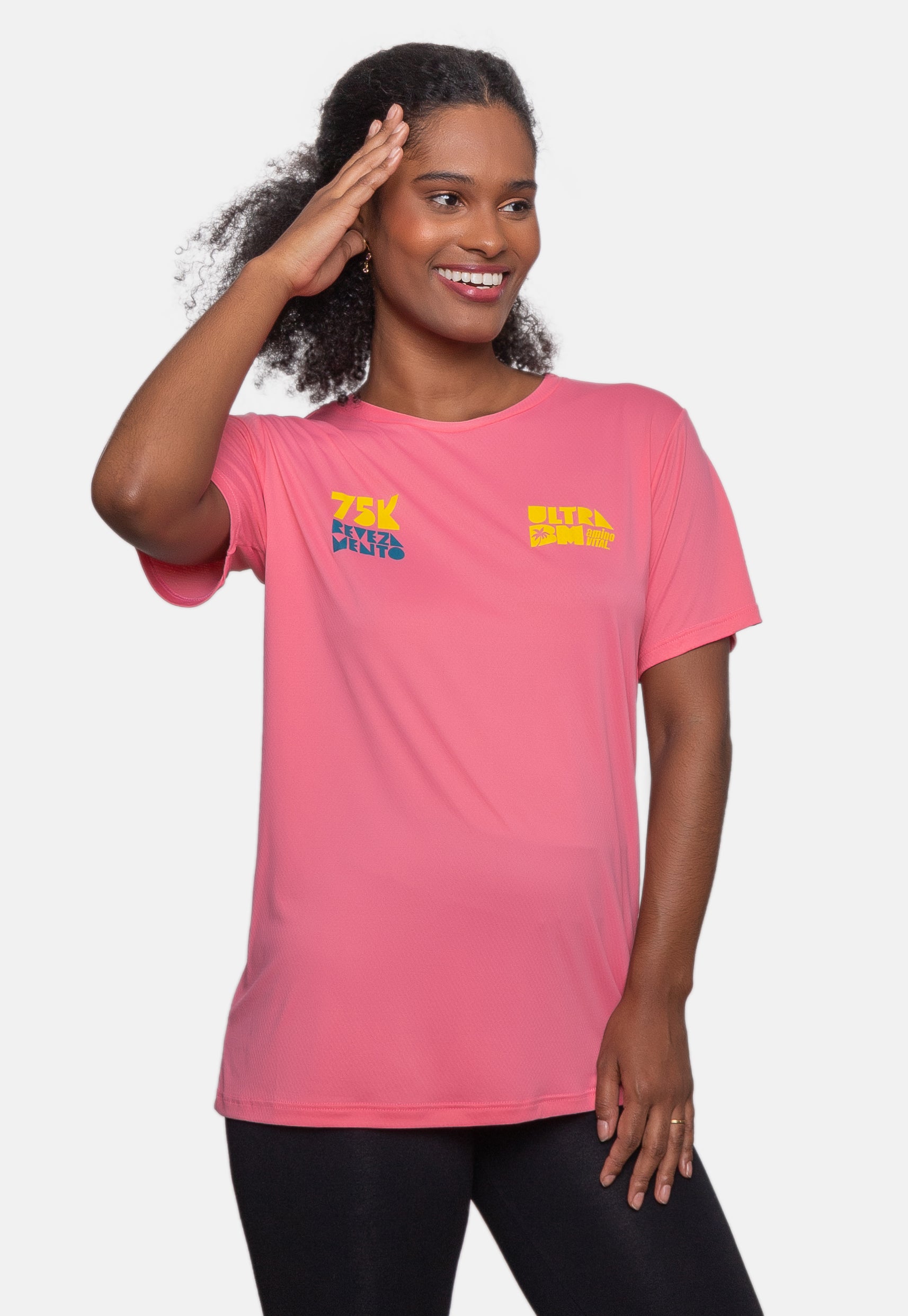 Camiseta Ultra BM 75KM 2024 Revezamento Rosa Feminina